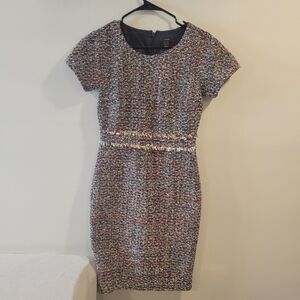J Crew Tweed Bodycon Multicolor Dress Size 2
